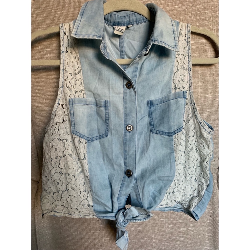 Denim tie top